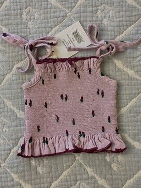 Fin & Vince Purple Tulips Smocked Tank Top 18-24 Months NWT